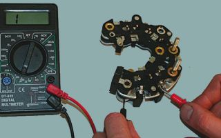 Checking the generator diode bridge with a multimeter